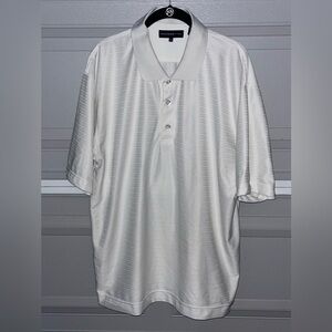 Siegfried & Company Shirt Men’s XXL White Striped Polo Golf Classic EUC